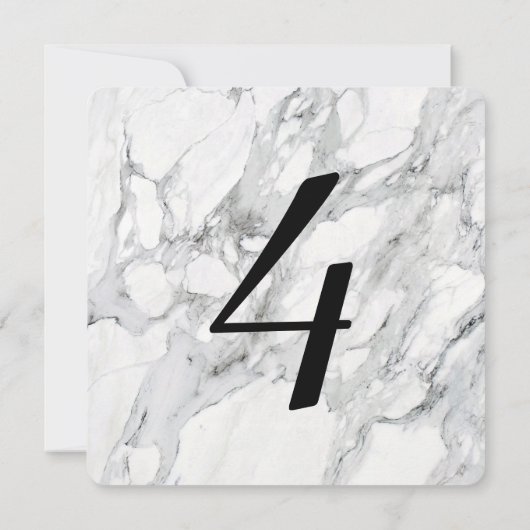 Faux Carrara Marble Table Number Kaarten (Achterkant)