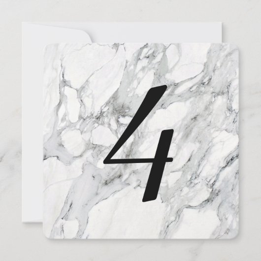 Faux Carrara Marble Table Number Kaarten (Voorkant)