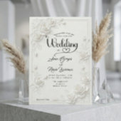 Faux Carved White Rose Bas Relief Floral Wedding Kaart