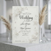 Faux Carved White Rose Bas Relief Floral Wedding  Kaart