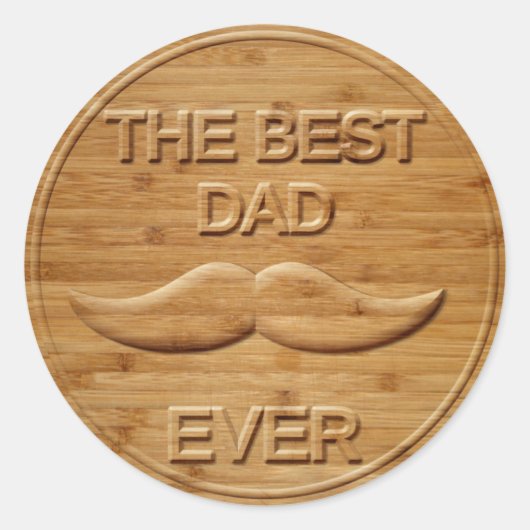 Faux Carved Wood De beste vader ooit Ronde Sticker (Voorkant)