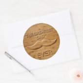 Faux Carved Wood De grootste pap ooit Ronde Sticker (Envelop)