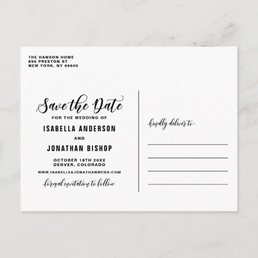 Faux Chalkboard Drie Fotocollage slaat de datum op Aankondigingskaart (Achterkant)