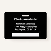 Faux Chalkboard Early Ed Teacher Photo ID Badge (Achterkant)