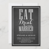 Faux Chalkboard Eten, Drinken en trouwen Bruiloft Kaart (Voorkant)