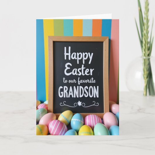 Faux Chalkboard Grandson Easter Card Kaart (Voorkant)