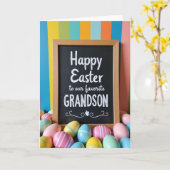 Faux Chalkboard Grandson Easter Card Kaart (Gele Bloem)