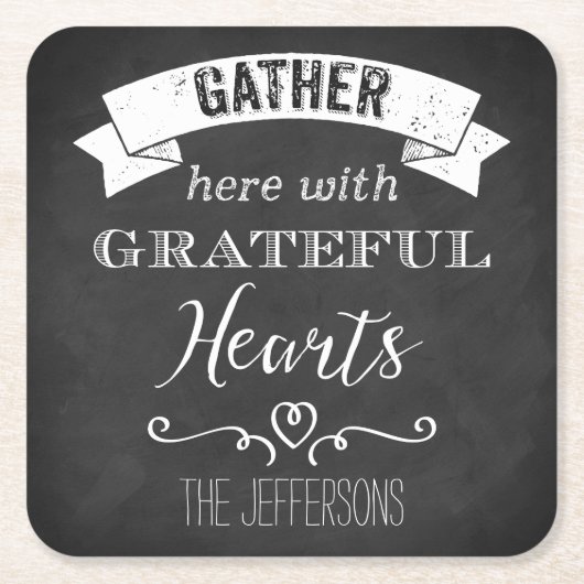 FAUX Chalkboard Grateful Hearts PAPER Onderzetters (Voorkant)