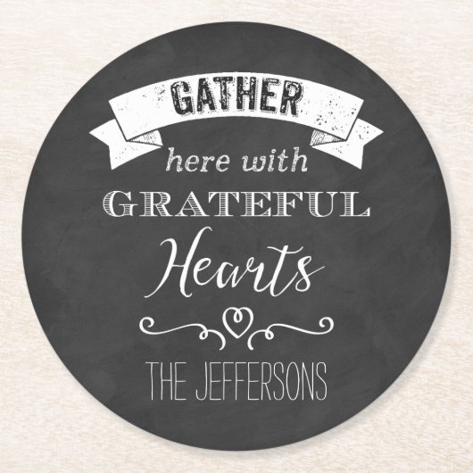 FAUX Chalkboard Grateful Hearts PAPER Onderzetters (Voorkant)