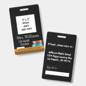 Faux Chalkboard Middle School Teacher ID Badge (Voor- en achterkant)