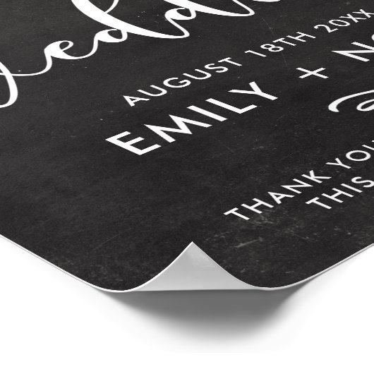 Faux Chalkboard Rustic Script Welcome Wedding Sign Poster (Hoek)