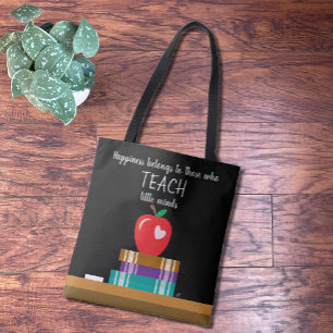 Faux Chalkboard Teacher Canvas tas met Citaat