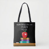 Faux Chalkboard Teacher Canvas tas met Citaat (Voorkant)