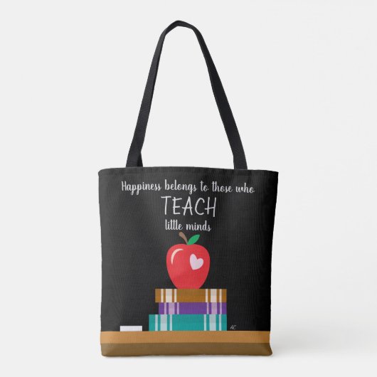 Faux Chalkboard Teacher Canvas tas met Citaat (Achterkant)