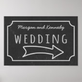 Faux Chalkboard Wedding Direction Poster (Voorkant)