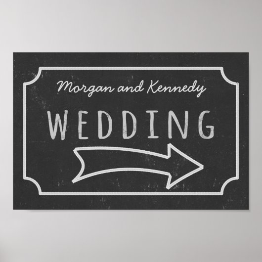 Faux Chalkboard Wedding Direction Poster (Voorkant)