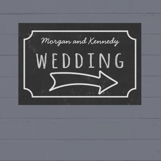 Faux Chalkboard Wedding Direction Poster