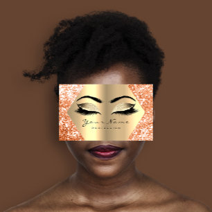 Faux Champaigne Gold Glitter Makeup Lashes Visitekaartje