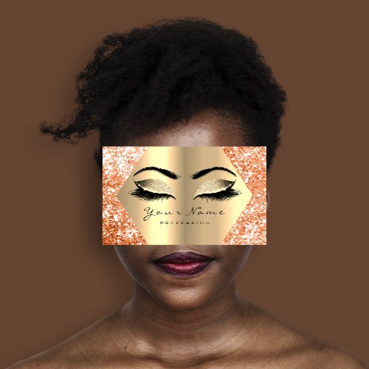 Faux Champaigne Gold Glitter Makeup Lashes Visitekaartje