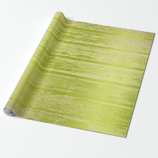 Faux Champaigne Gold Wood Shabby Lime Green Cadeaupapier (Uitgerold)