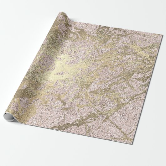 Faux Champaigne Roos Gold Marble Metallic Ivory Cadeaupapier (Uitgerold)