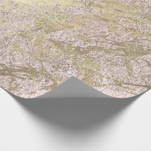 Faux Champaigne Roos Gold Marble Metallic Ivory Cadeaupapier (Hoek)