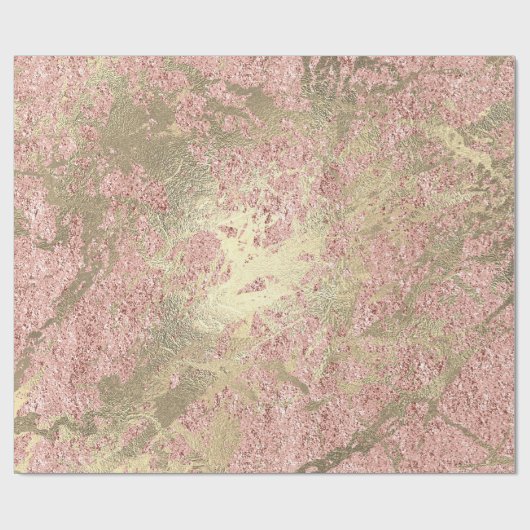 Faux Champaigne Roos Goud Marmer Metallic Stroke Cadeaupapier (Vlak)