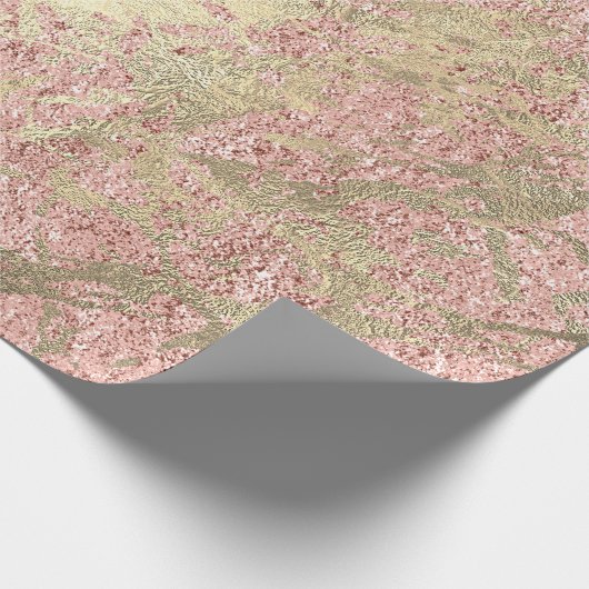 Faux Champaigne Roos Goud Marmer Metallic Stroke Cadeaupapier (Hoek)