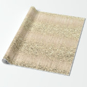 Faux Champaigne Roos Ivoor Metallic Glitter Cadeaupapier (Uitgerold)