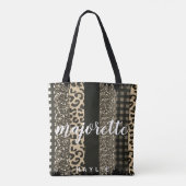 Faux Cheetah en Glitter Personalized Majorette Tote Bag (Achterkant)