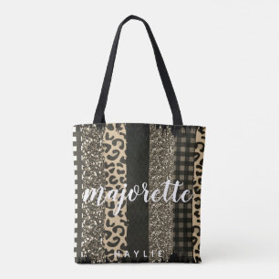 Faux Cheetah en Glitter Personalized Majorette Tote Bag