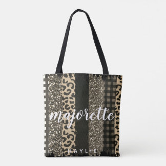 Faux Cheetah en Glitter Personalized Majorette Tote Bag