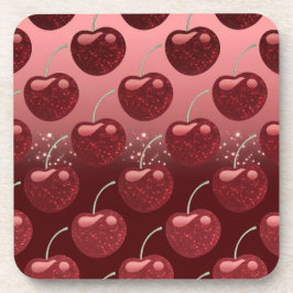 Faux Cherry Red Folie Cherries Onderzetter Set