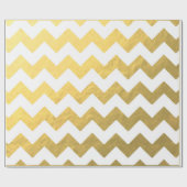 Faux Chevron Gold & White Wrapping Paper Cadeaupapier (Vlak)