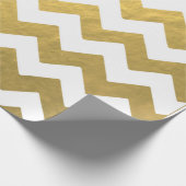 Faux Chevron Gold & White Wrapping Paper Cadeaupapier (Hoek)