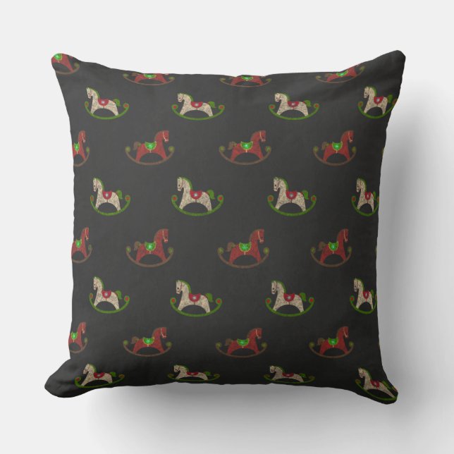 Faux Christmas stuurboord schommelend paard kussen (Voorkant)