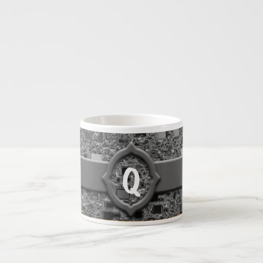 Faux Chrome Mini Box Design & Monogram Espresso Kop (Voorkant)