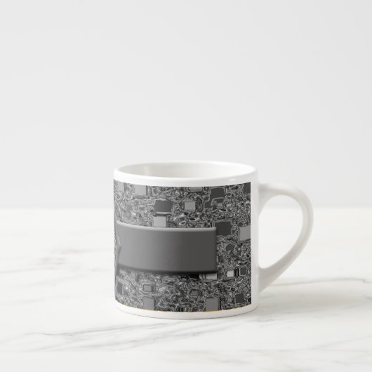 Faux Chrome Mini Box Design & Monogram Espresso Kop (Rechts)