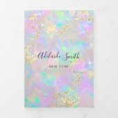 faux chunky glitter neon opal Brochure Drieluik Uitnodiging (Cover)