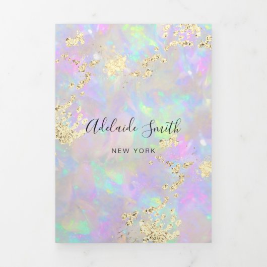 faux chunky glitter neon opal Brochure Drieluik Uitnodiging (Cover)
