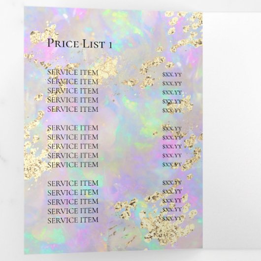 faux chunky glitter neon opal Brochure Drieluik Uitnodiging (Binnenzijde eerst)