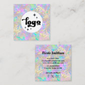 faux chunky glitter opa vierkante visitekaartje (Voorkant / Achterkant)