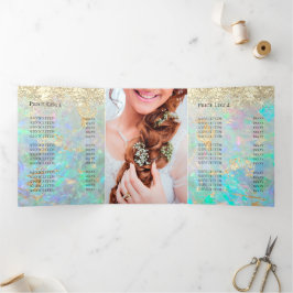 faux chunky glitter opal tri-fold brochure drieluik uitnodiging