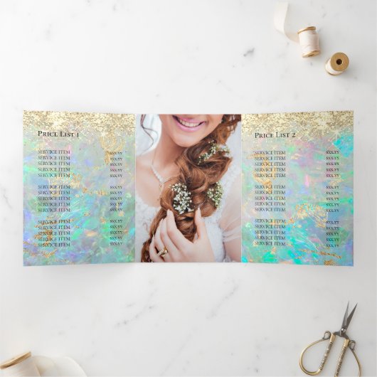 faux chunky glitter opal tri-fold brochure drieluik uitnodiging (Binnen)