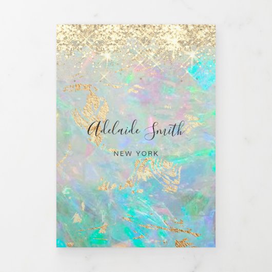 faux chunky glitter opal tri-fold brochure drieluik uitnodiging (Cover)