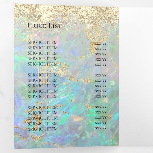 faux chunky glitter opal tri-fold brochure drieluik uitnodiging (Binnenzijde eerst)