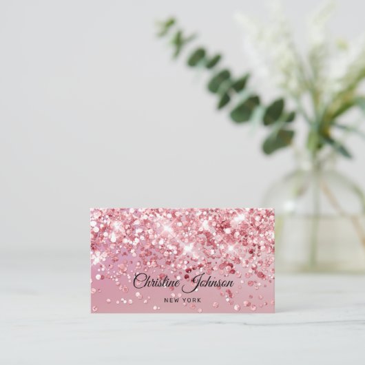faux chunky glitter visitekaartje (Staand voorkant)
