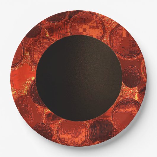 Faux Circle Paper Bord-Burnt oranje-Design 2 Papieren Bordje (Voorkant)