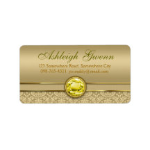 Faux Citrien Gele Edelsteen Metallic Gouden Damast