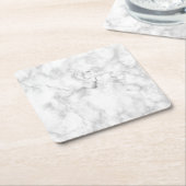 Faux Classic White en Grey Carrera Marble Kartonnen Onderzetters (Schuin)